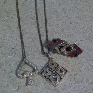 Necklace/Earrings jewelry set. Gambling/Poker